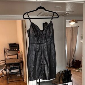Guess Black Faux Leather Mini Dress